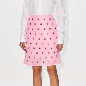 Brandon Maxwell The Leanne Crystal-Embellished Pencil Skirt, Light Pink, Size 0